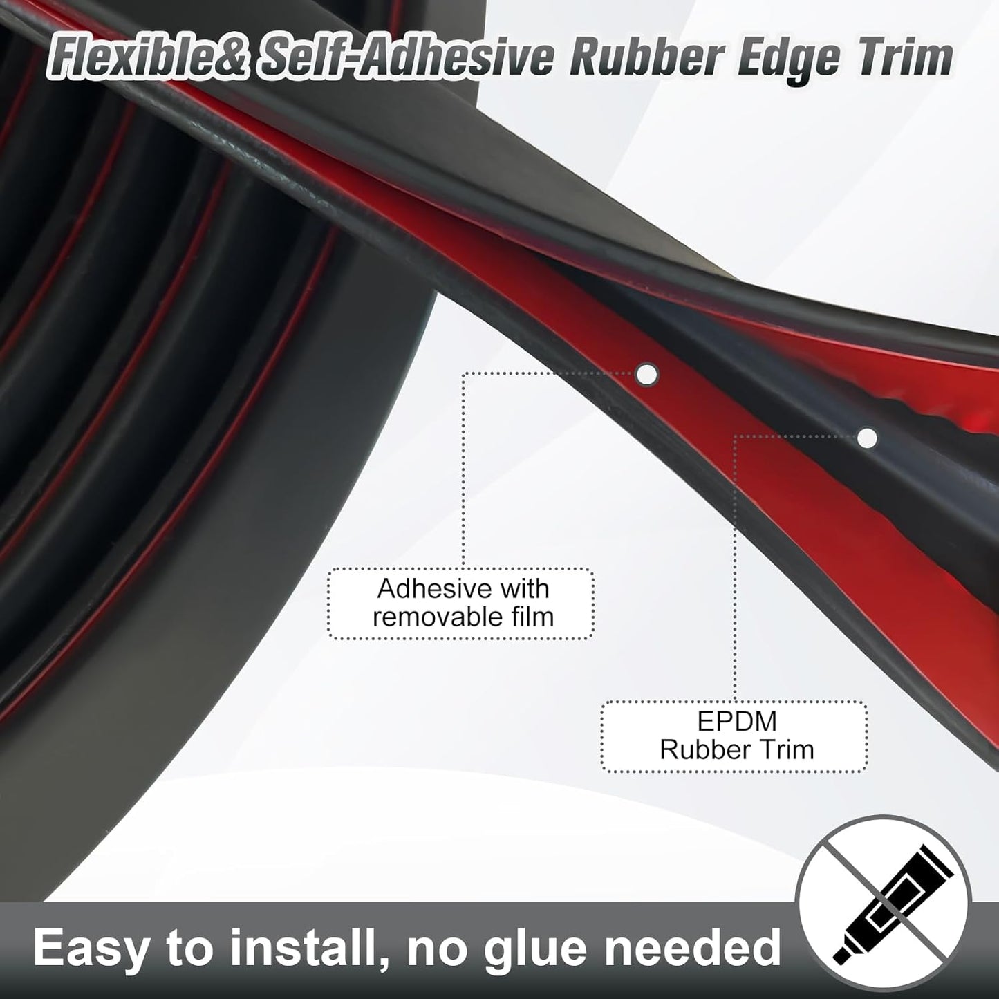 Rubber Edge Trim, Self Adhesive1/16" U Channel Edge Trim, Fit from 0 to 3/32", Sharp Edge Protector for Sheet Metal Parts, Car Doors, Length 100Ft, Black Color