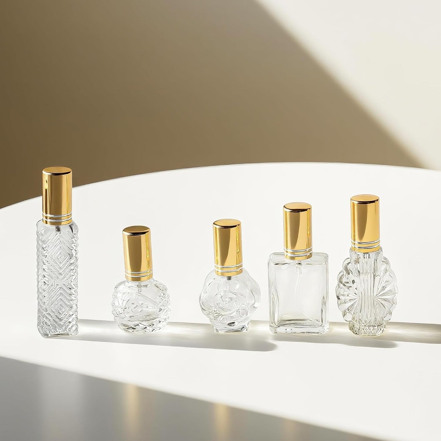 H&D HYALINE & DORA Vintage Glass Perfume Bottles Empty Refillable Sprayer Bottle Fine Mist Spray Bottles Set of 5