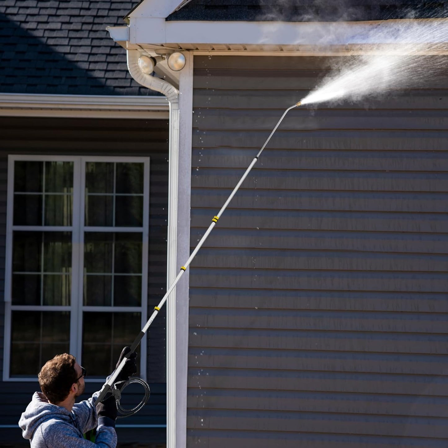 22 FT Telescoping Pressure Washer Wand with Power Washer Extension Wand, Gutter Cleaner Attachment, 5 Spray Nozzle Tips and 2 Hose Inlet Adapters