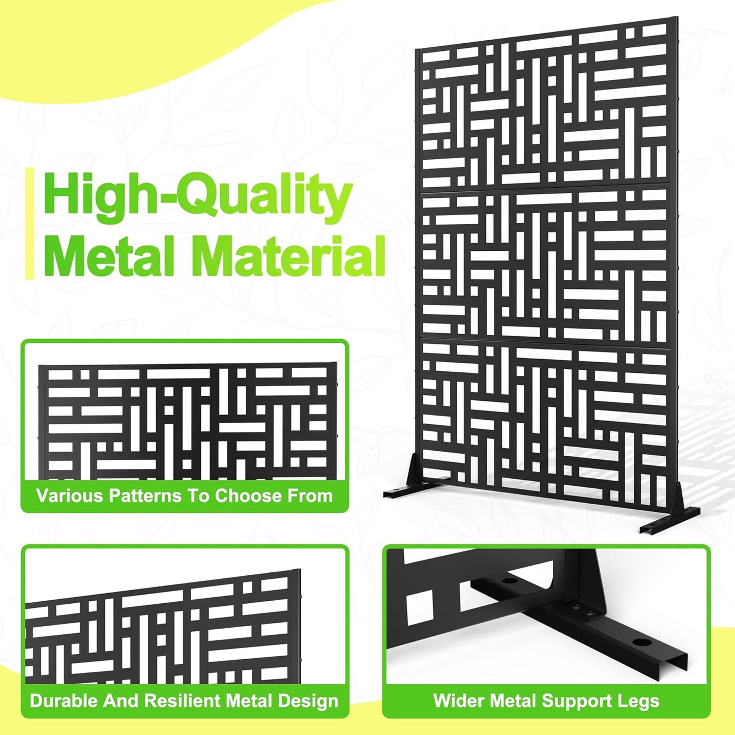 Outdoor Privacy Screen,72" H×47" W Metal Privacy Screen, Freestanding Privacy Fence Panels for Patio