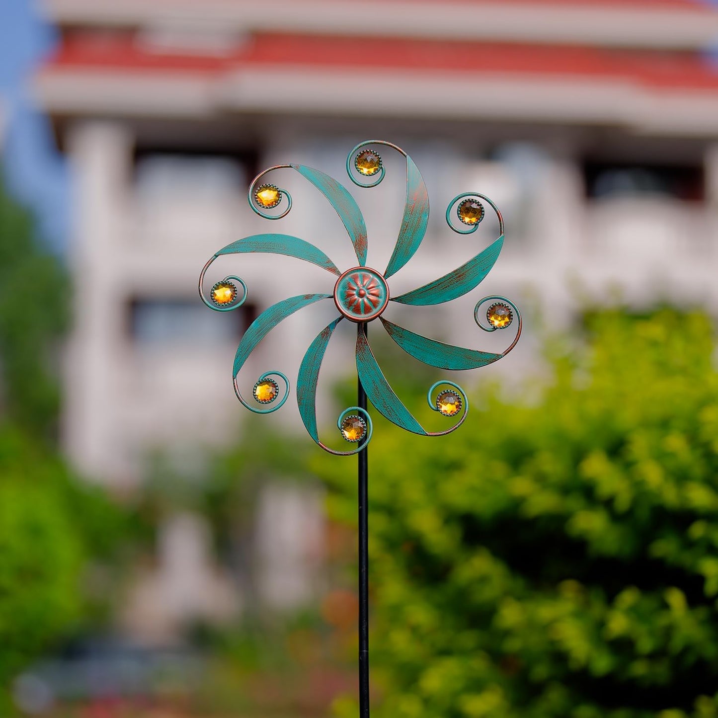 Stargarden Wind Spinner, Metal Outdoor Wind Sculptures & Spinners, Small Garden Pinwheels for Yard and Garden Decor