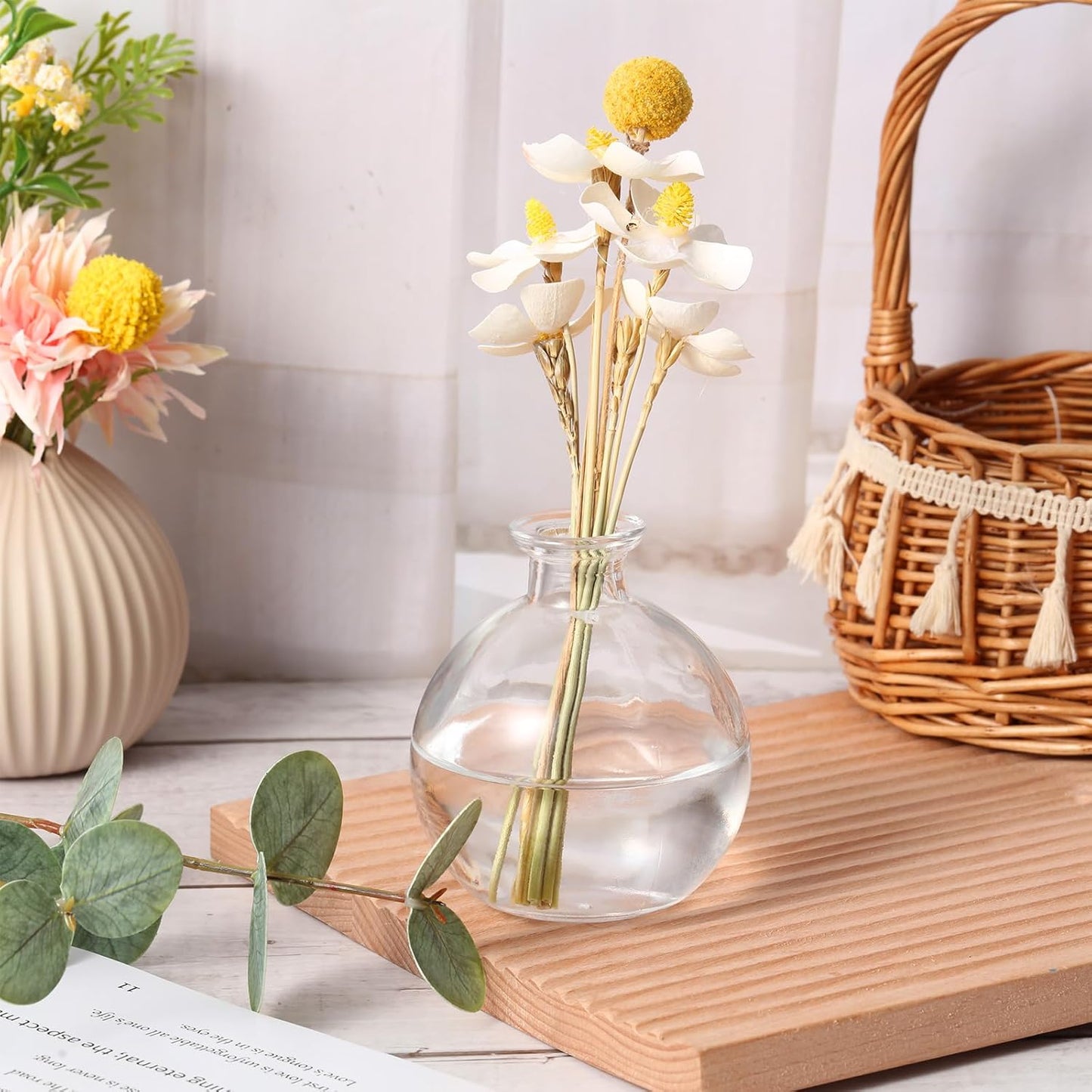 Tessco for you 12 Pcs Potion Bottles Round Glass Clear Potion Jars 8.5 oz Spherical Decorative Witch Bottles Wizard Stuff for Liquor Halloween Decoration DIY Art Crafts Gift (Stylish)