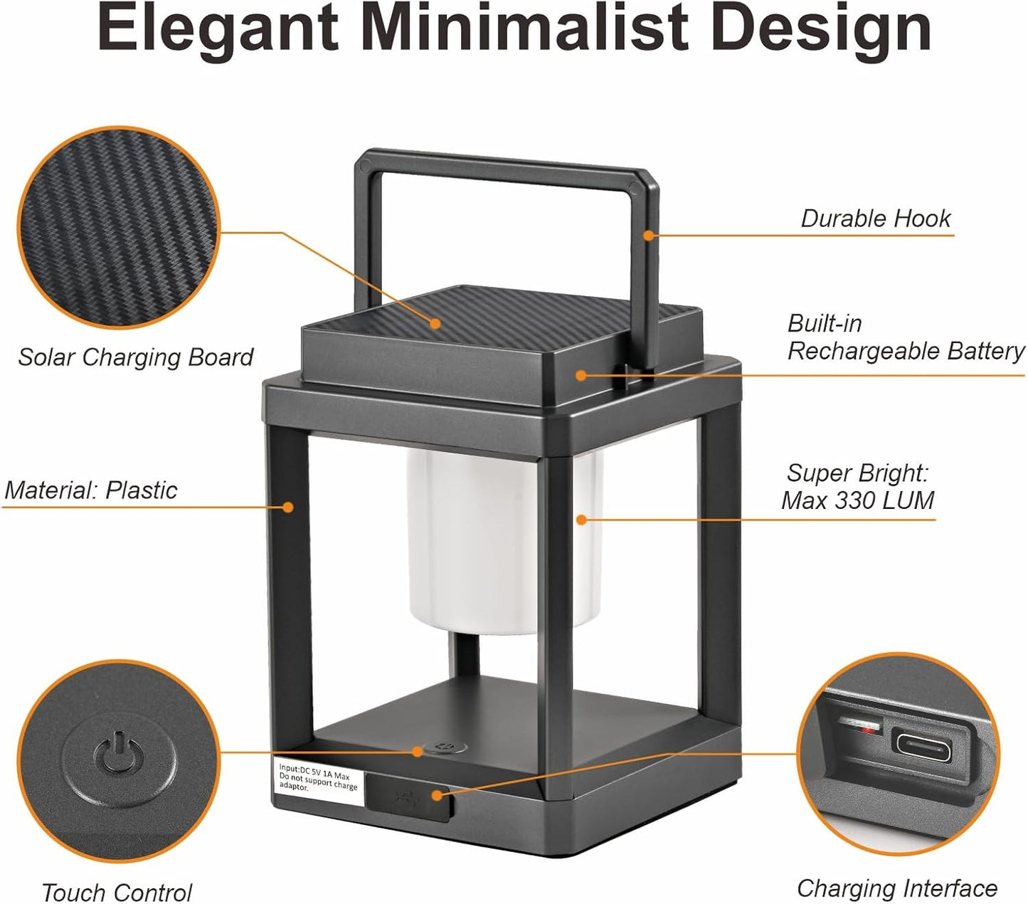 LETRY Solar Outdoor Table Lamp: Outdoor Lanterns for Patio Waterproof,Portable Rechargeable Solar Lamp