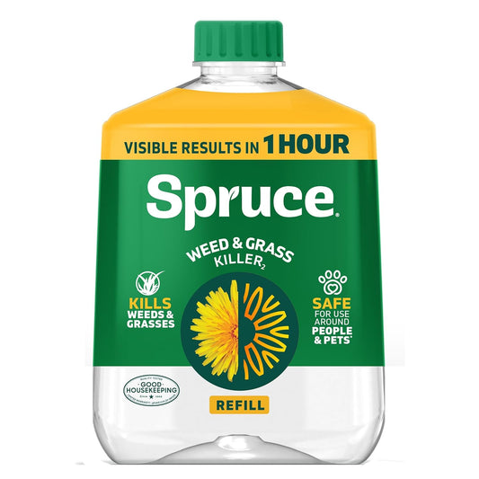 Spruce Weed Killer Refill - Versatile Weed & Grass Killer₂ for Flower Beds, Driveways & Mulch Beds - No Pour, No Mix, No Mess Refill - Kills Dandelions, Crabgrass & More (64 Oz)