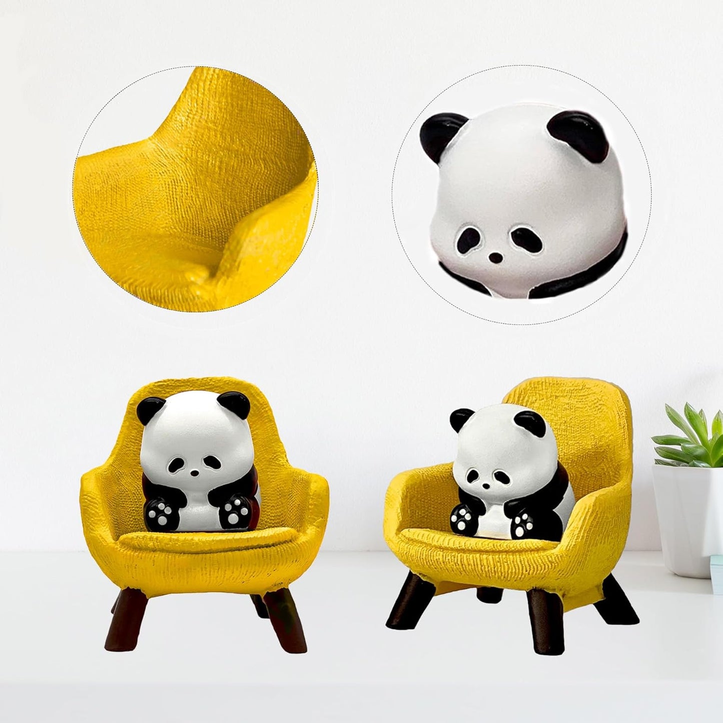 Miniature Frog Figurines, Cute Frog Desk Accessories for Desk Decor, Funny Gifts for Garden Decor, Mini Resin Animal Garden Statues (Panda)