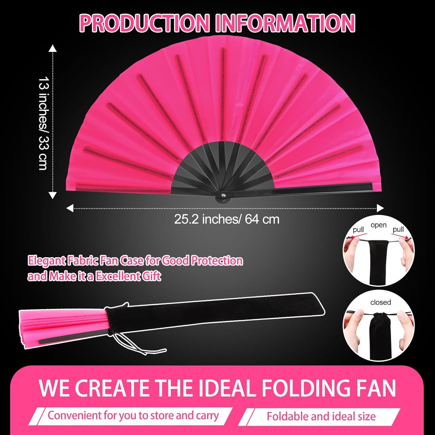 Blulu 4 Pcs 13 Inch Large Folding Hand Fans for Line Dancing Big Clapping Popping Raves Fans Bulk for Dancing Boots on The Ground Festival Party Decoration(Classic Style, Classic Color)