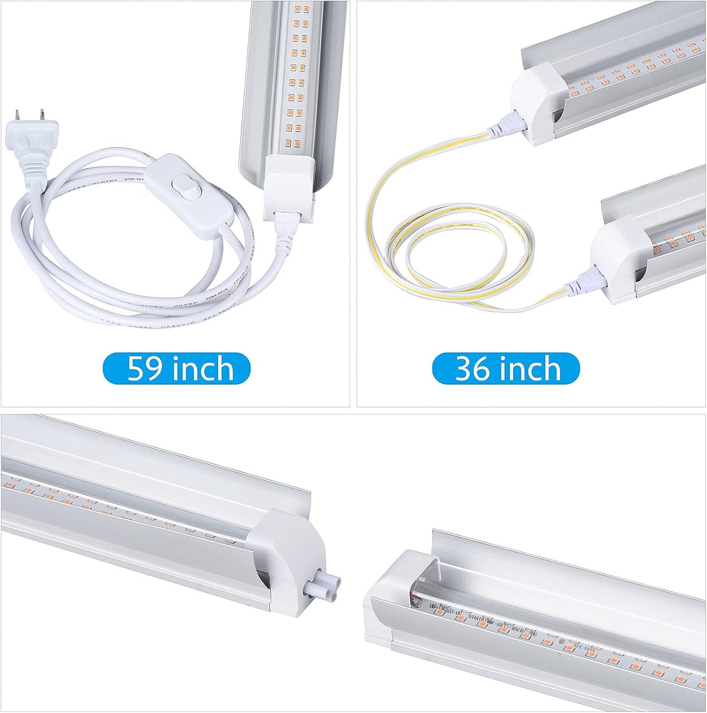 Grow Light for Indoor Plants,4ft T8, 180W(4 x 45W, 1080W Equivalent), Super Bright, Full Spectrum Sunlight Plant Light, LED Grow Lights for Indoor Plants, Greenhouse, 4-Pack