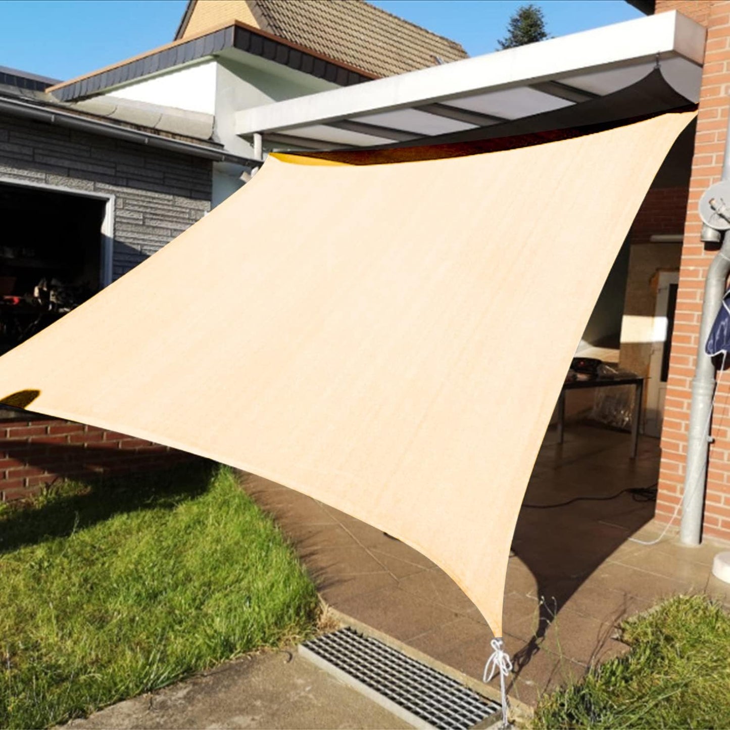 KANAGAWA 6'X16' Cream Custom Size Sun Shade Sail Rectangle UV Block Canopy Cover for Patio Backyard Lawn Garden Outdoor (Customized Available)