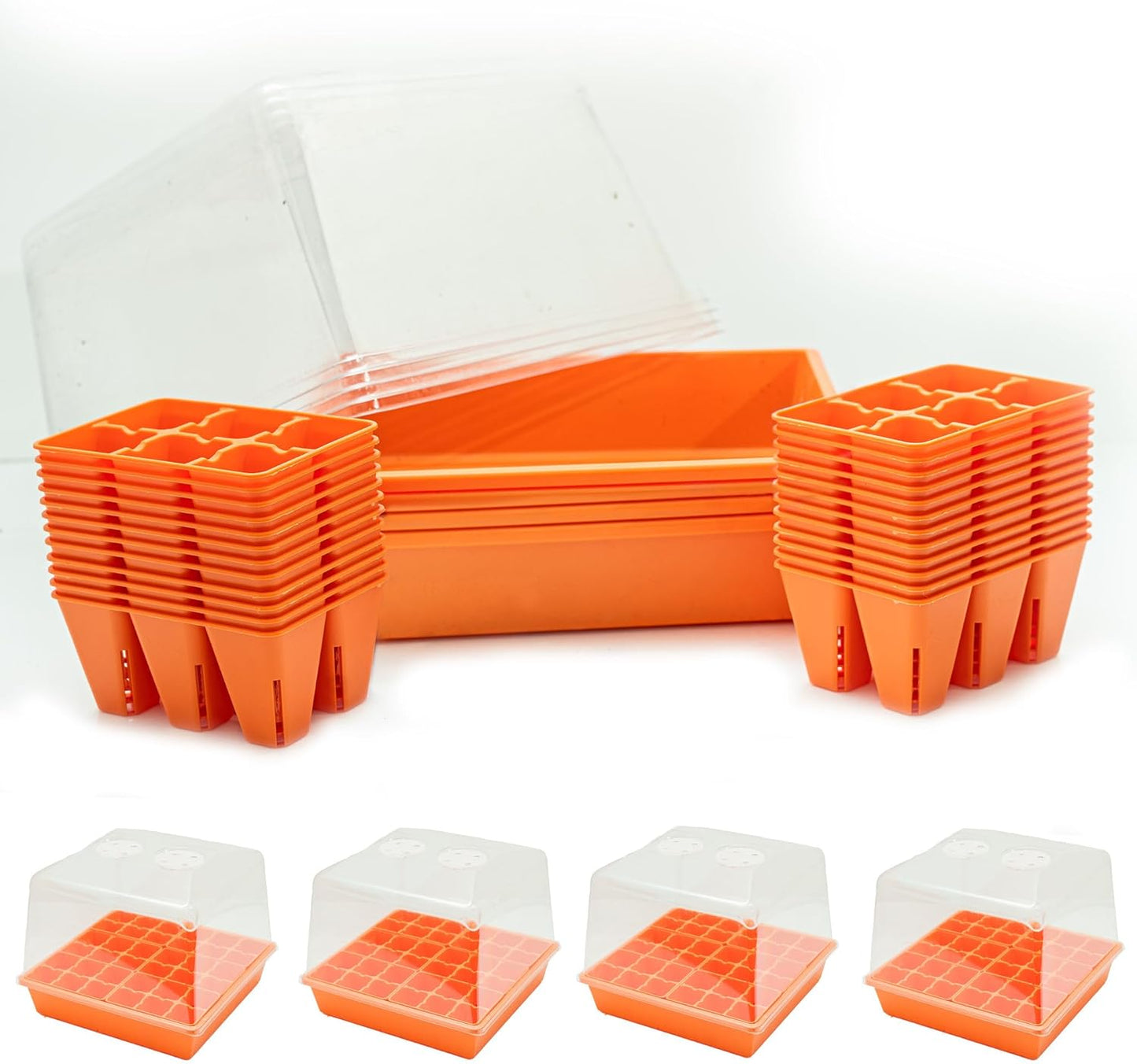Bootstrap Farmer Countertop Seed Starter Kit in Orange, Reusable 1010 Tray Bundle with Inserts and Humidity Dome
