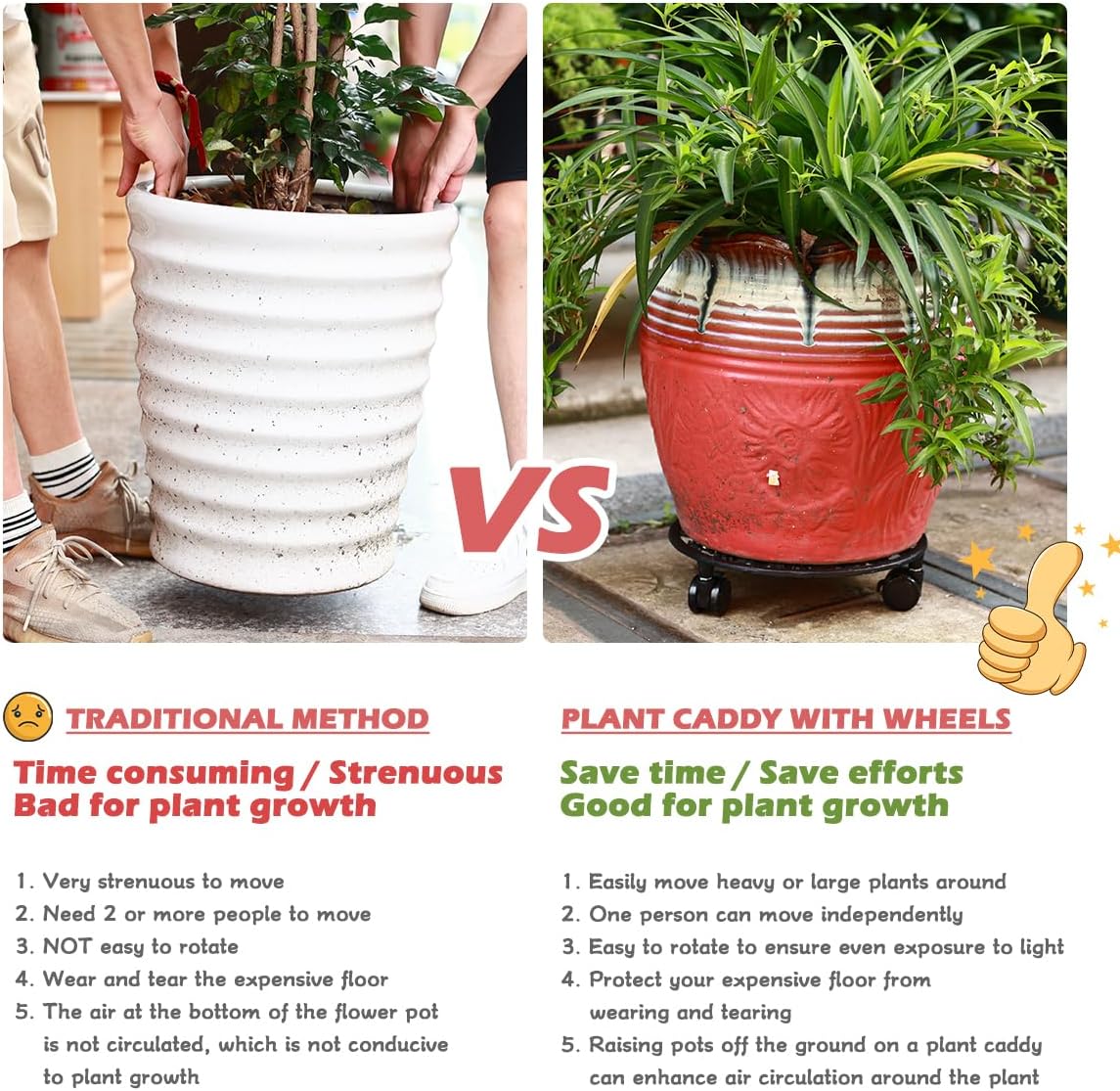 2 Pack Heavy Duty Plant Caddy with Wheels - 11 Inch Metal Plant Stand with Rolling Wheels - Wrought Iron Plant Dolly for Indoor and Outdoor