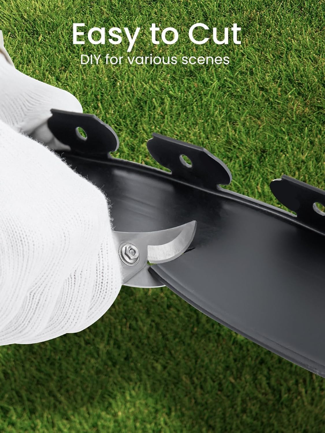 GROWNEER 150FT Landscape Edging Flexible 4 inch Tall Garden Border with 130pcs Galvanized Steel Anchoring Spikes and Hammer Lawn Edging Kit for Flower Bed, Pathway, Landscaping Project, Black