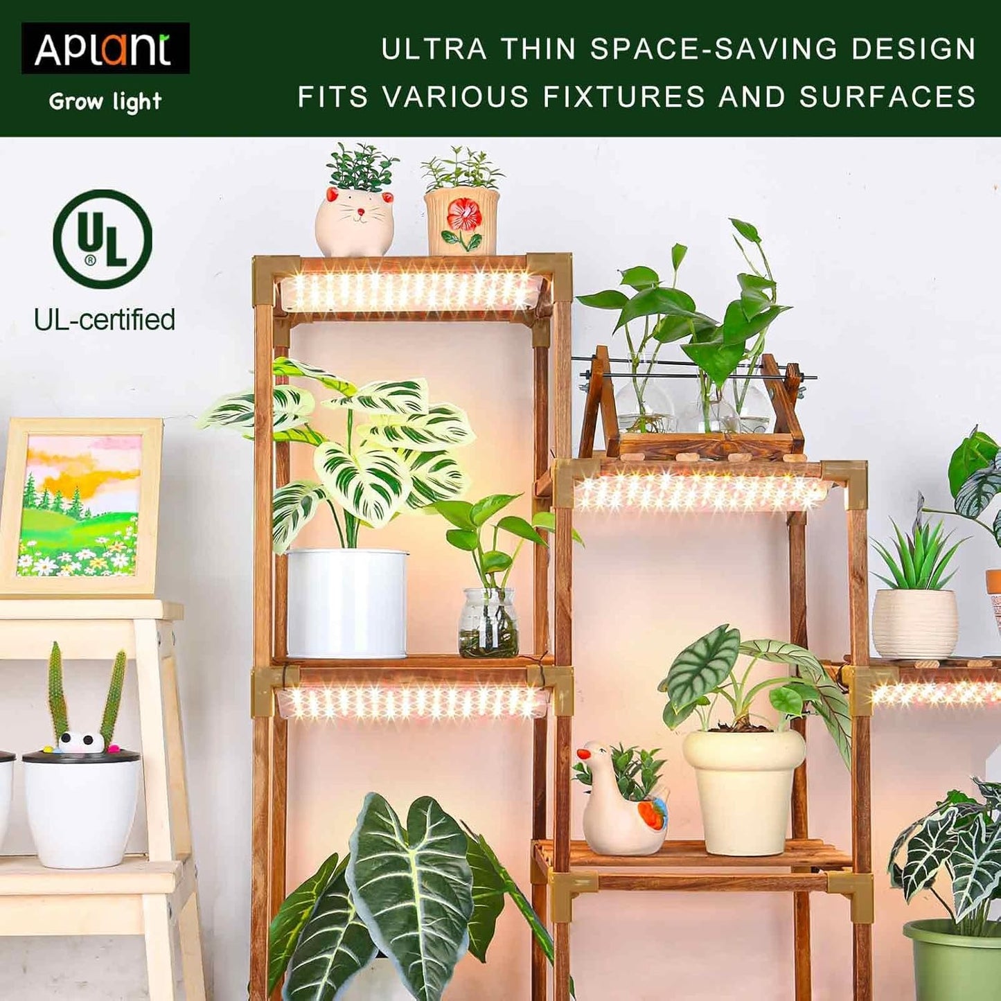 Grow Light, 0.04inch Ultra Thin Led Grow Lights for Indoor Plants Full Spectrum with Timer, Dimmable Plant Light for indoor growing, 3 Spectral Modes Grow Light Strip for Germination,Growth,20W