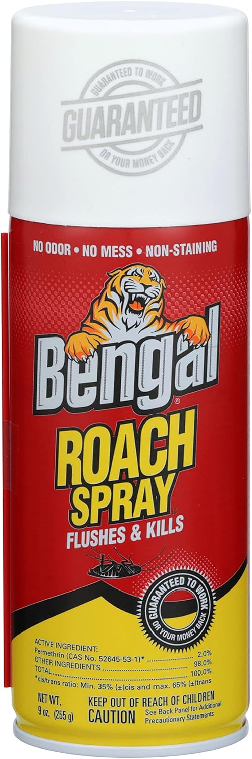 Bengal Roach Spray, Odorless Stain-Free Dry Spray, 9 Oz. Aerosol Can