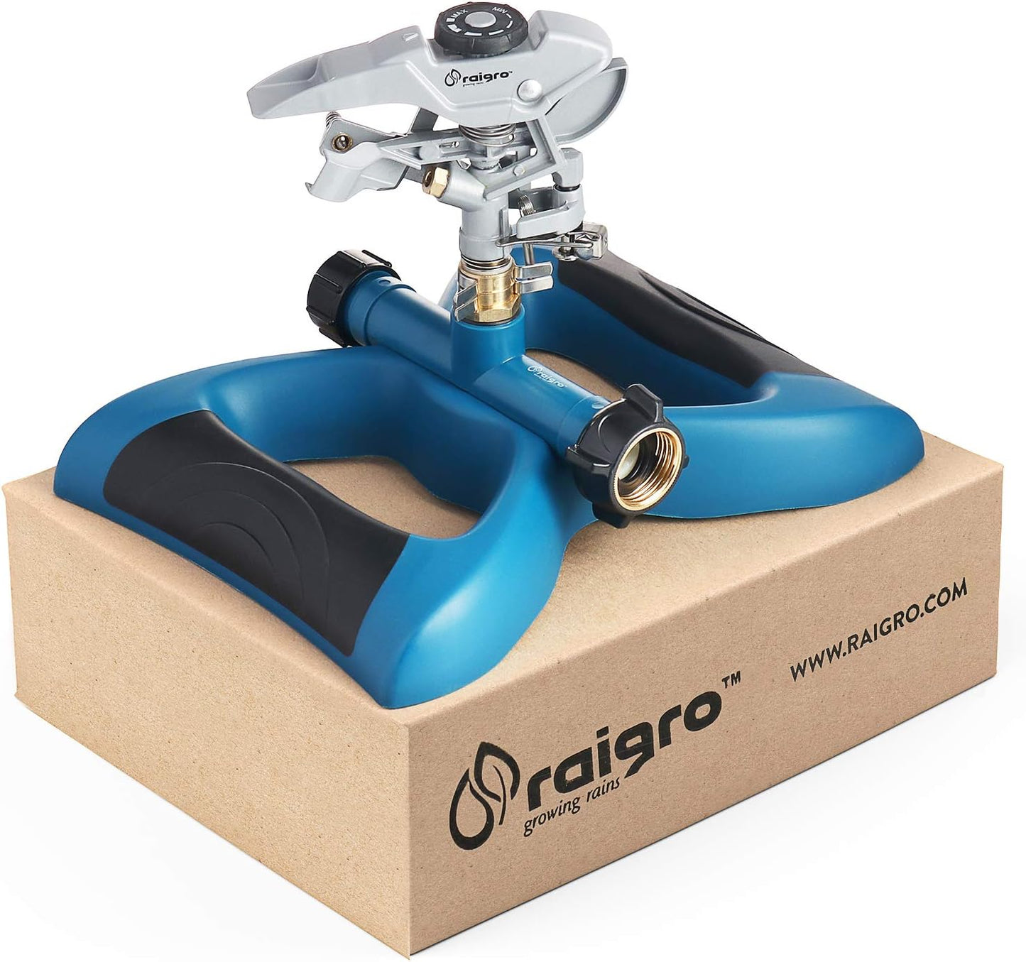 Lawn Sprinkler with Metal Head - 360 Degree Pulsating Garden Water Sprinkler for Lawn - Waters up to 85 feet in Diameter, Adjustable Spraying Area and Distance