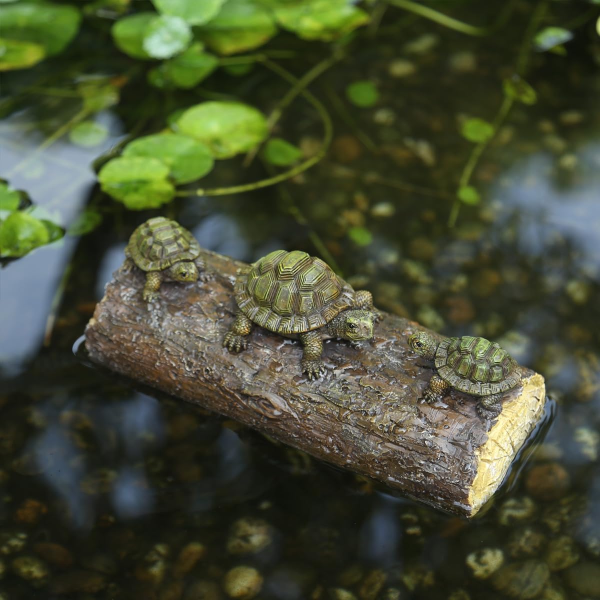 Generic Three Turtle Floating Sculptures - Pond Decoration, Green Resin Turtle Statue, Water Landscape Garden Floating Decoration