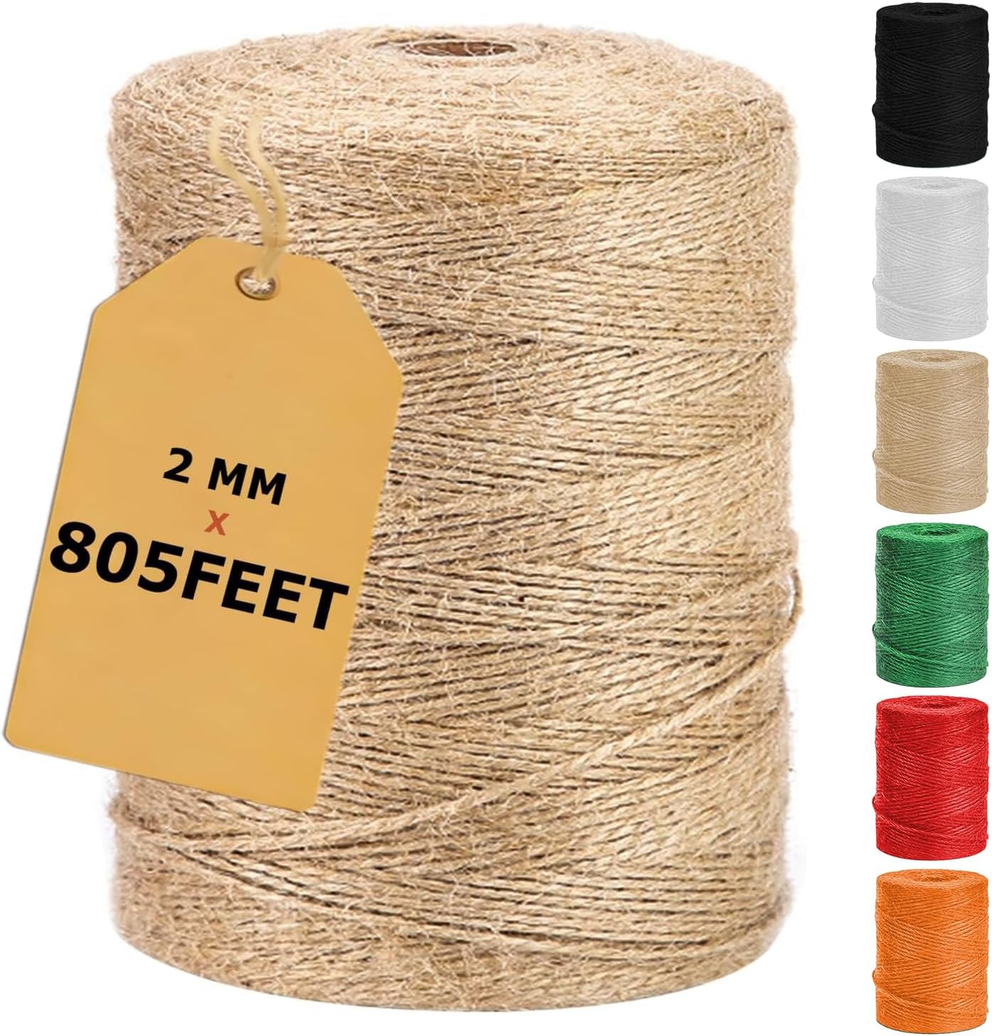 Vanhench 805FT Natural Jute Twine String, Bulk Hemp Jute Rope Cord Twine for Crafts Gardening, Gift Wrapping, Wedding Décor, Packing Material Burlap Ribbon, Christmas Knitting Macrame Decoration