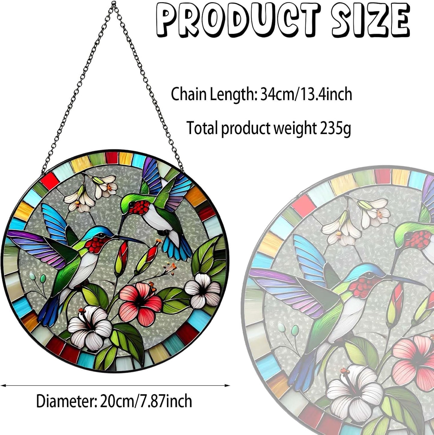 Hummingbird Sun Catcher Stained Glass Window Hanging Hummingbird Decor Gifts Bird Suncatcher for Window Decor Handmade Sun Catcher Decoration for Garden Home Housewarming Gifts