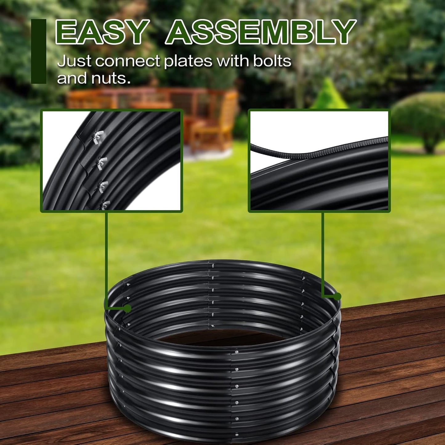 EDOSTORY 17" Tall, 42" Round Metal Raised Bed Garden Bed Kit, Galvanized Planter Raised Garden Boxes Outdoor, Large Metal Raised Garden Beds for Vegetables, Flowers, Herbs