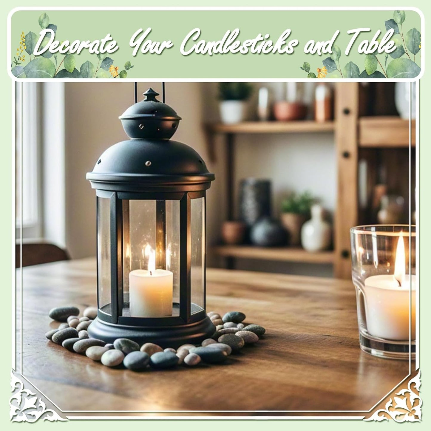 5lbs Black Natural River Rocks, High-Polished Pebbles for Plants Garden, 0.3-0.8 inch Decorative Stones, Ideal for Fish Tank, Vases, Home Decor and Garden Landscaping,Black