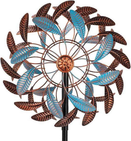 360° Wind Spinners Outdoor,13” Kinetic Wind Spinner,Yard Art Windmill with Metal Stake,Vintage Metal Wind Sculptures & Spinners,Waterproof Pinwheels Large Wind Spinner for Yard and Garden