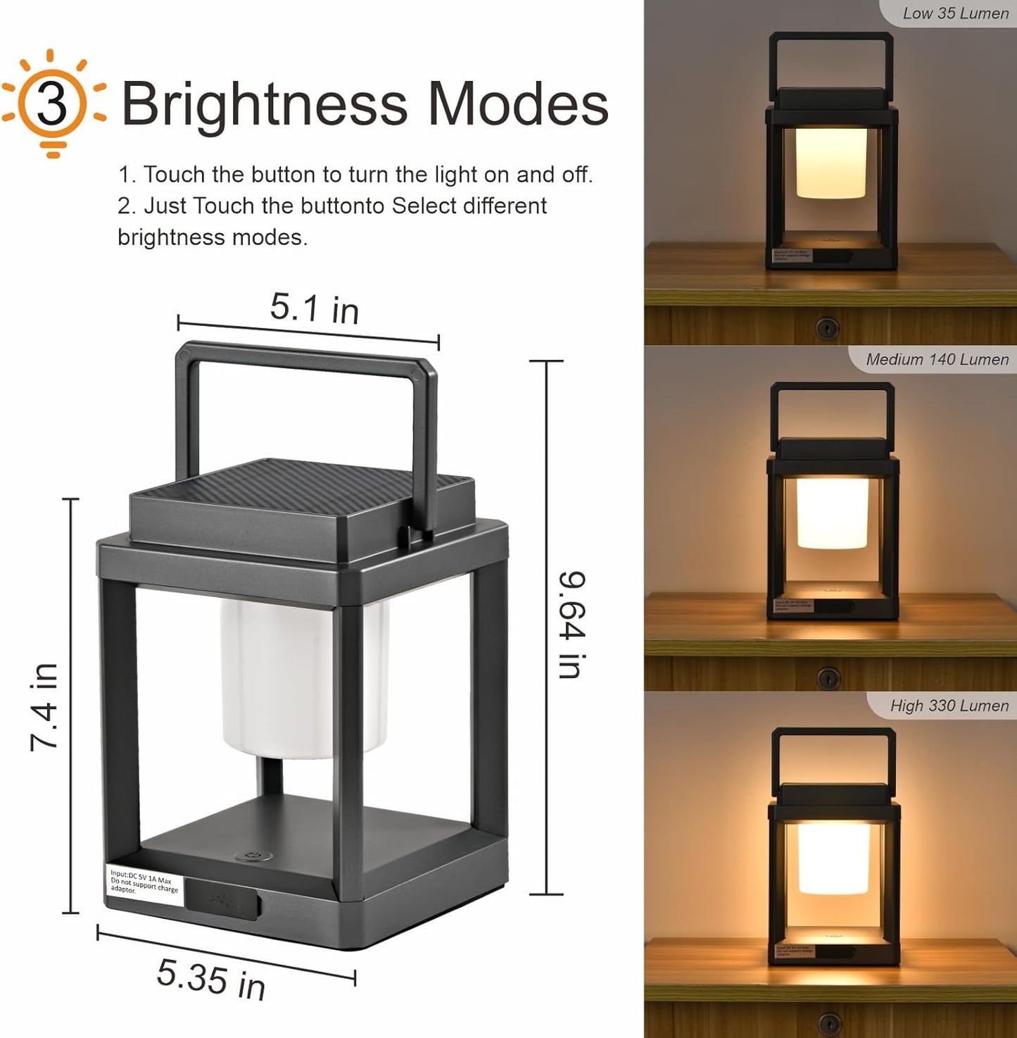 LETRY Solar Outdoor Table Lamp: Outdoor Lanterns for Patio Waterproof,Portable Rechargeable Solar Lamp