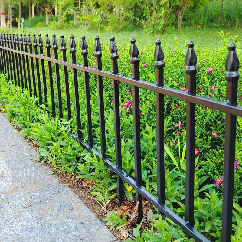 Metal Decorative Garden Fence 22" Wide x 18" High (5 Panels, Total Length 9.17 feet), Metal Border Folding Fence, Landscape Fencing for Flower Bed, Yard, Animal Barrier