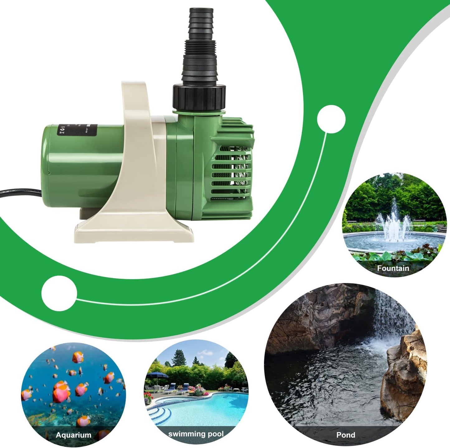 Prostormer 1/3HP Submersible Pond Pump, 3300GPH High Flow Water Pump with 16ft Lift Height, Garden Pumps, for Ponds, Fountains, Waterfalls, Hydroponics, Fish Tanks, Indoor & Outdoor Use