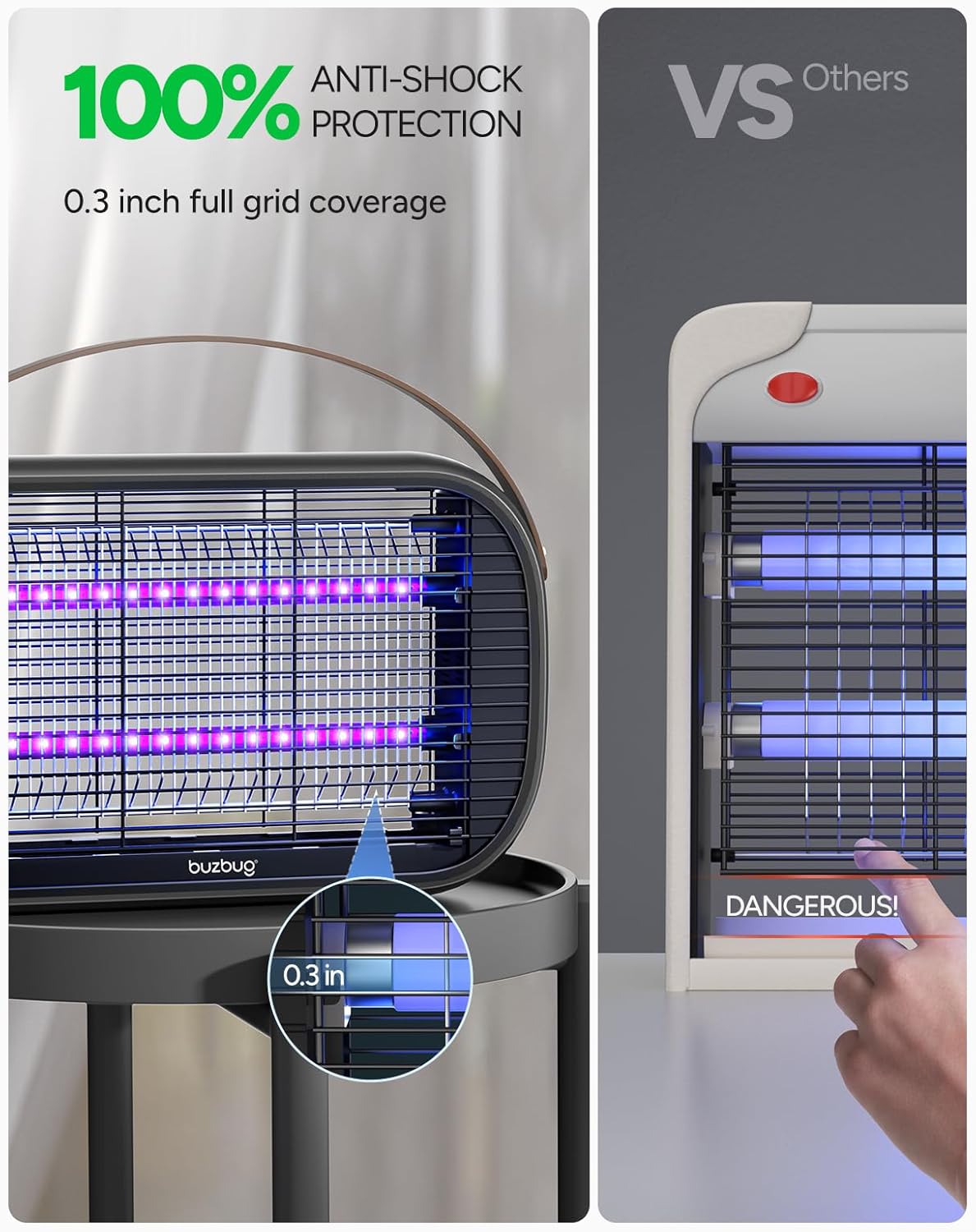 Buzbug LED Bug Zapper Indoor, 10 Years Lifespan Lamp Sustainable Less Power, Durable High-Voltage Electric Mosquito Zapper, Fly Trap Mosquito Trap, Fly Killer Fly Zapper -MA015B