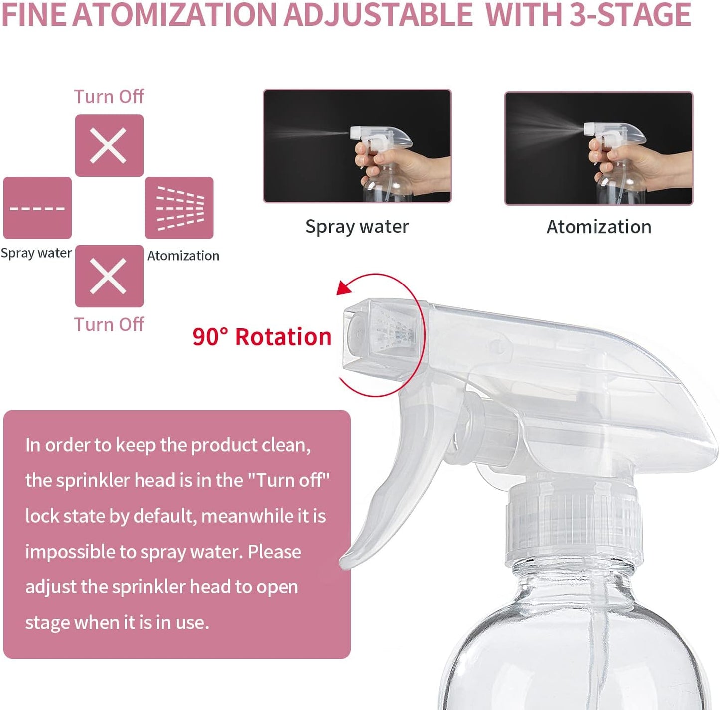 HOMBYS 8 Oz Empty Clear Glass Spray Bottles with Silicone Sleeve Protection Refillable Containers for Cleaning Solutions, Essential Oils, Misting Plants - Quality Sprayer - 3 Pack Boston Bottles