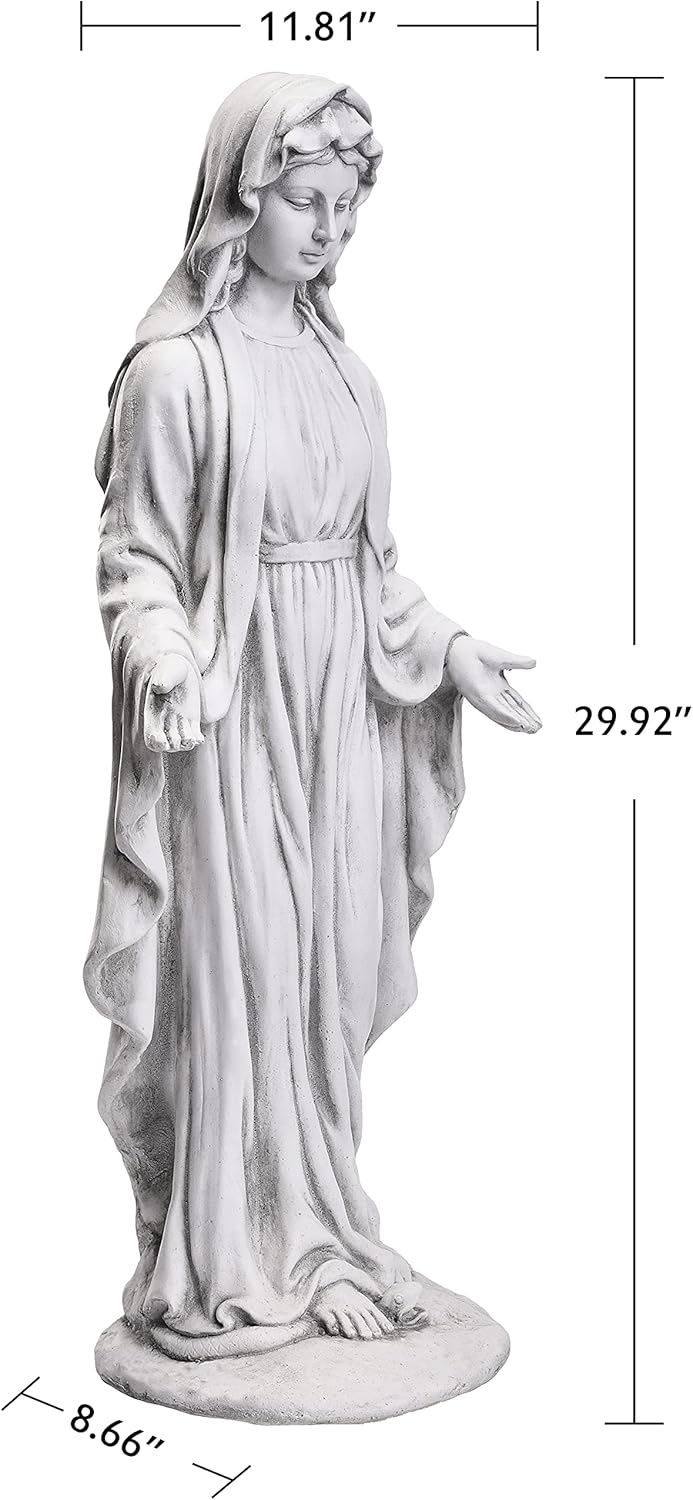 TOETOL Virgin Mary 29.9 Inch Outdoor Statue Religious Blessed Mother Garden Decor Statues Catholic Mother Mary Yard Patio Deck Home Entryway Hallway Sculpture