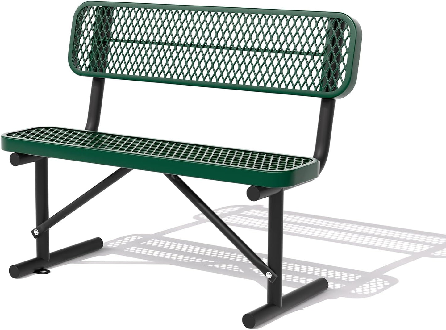 4/6/8 Feet Park Bench for Outside Heavy Duty Metal, Garden Benches Outdoor Bench with Backrest & Portable Frame, for Shopping Malls Stores Parks Patios Decks, Green