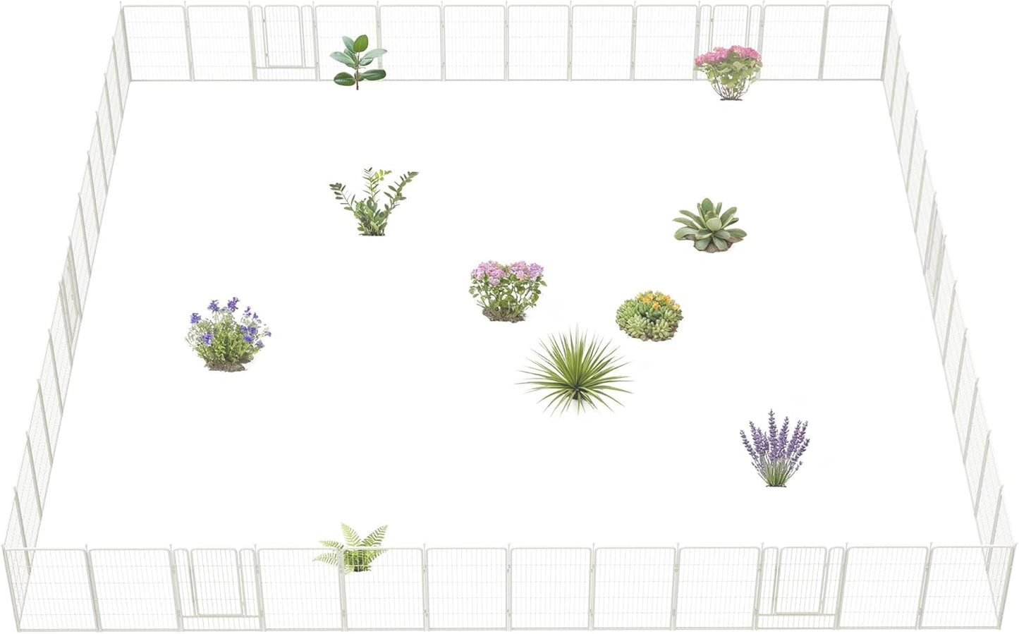 FXW Garden Fence Outdoor for The Yard – 40in(H) x 109.4ft(L) Heavy Duty Metal Animal Barrier for Dog and Rabbit, Decorative Dog Fence, 48 Panels, White