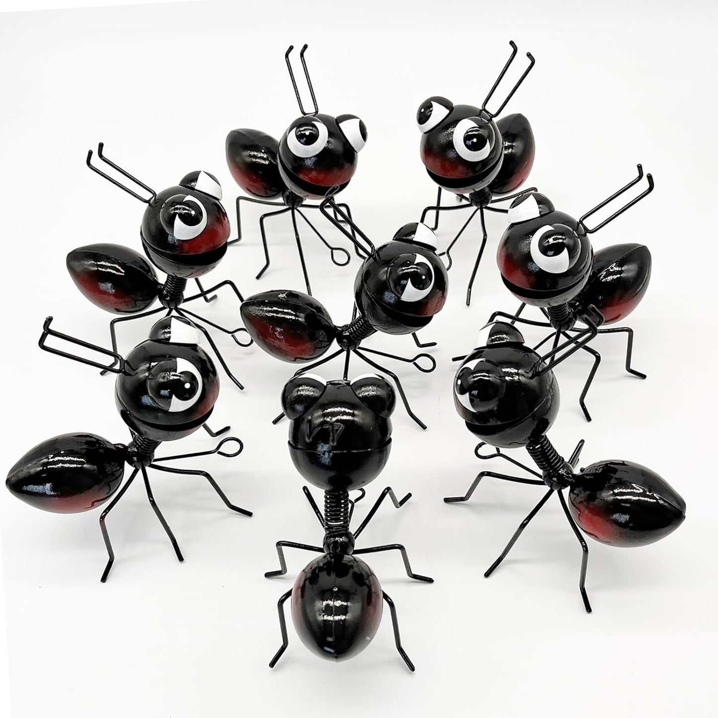 Metal Yard Art Garden Decor for Outside Cute Ants Yard Decorations Outdoor Lawn Ornaments Backyard Gifts for Mom - Set of 8（All Black）