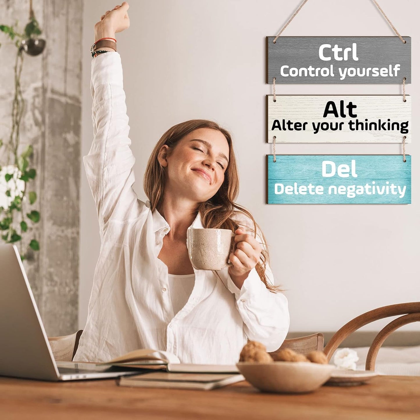 Office Wall Decor Inspirational Wall Art for Motivational Plaques Rustic Wooden Hanging Decor Positive Saying Quote Sign Art for Home Office Living Room(Green)