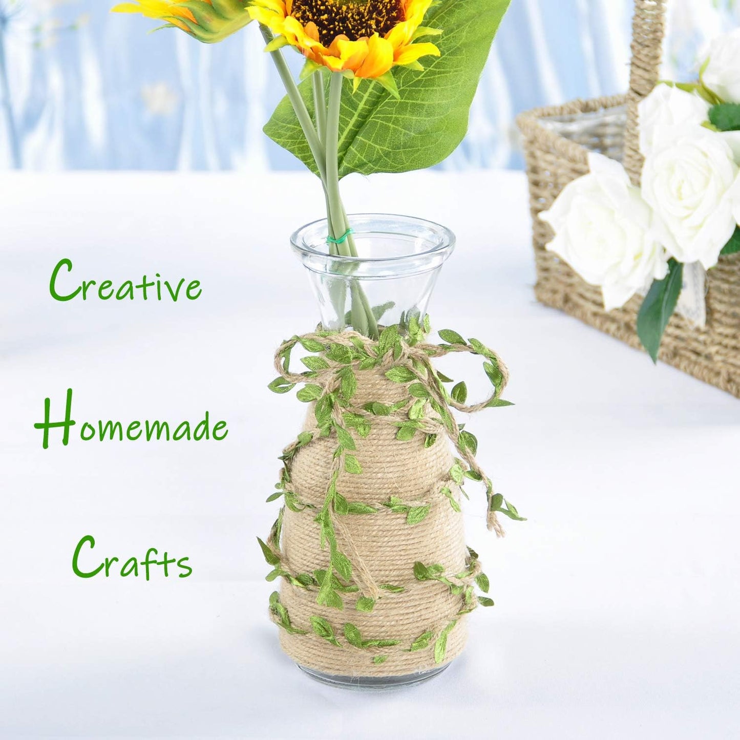 Naidiler 196 Ft Burlap Leaf Ribbon Twine for Crafts for Safari, Jungle, Fairy Party, Woodland Baby Shower, Enchanted Forest Decorations Vines Decor