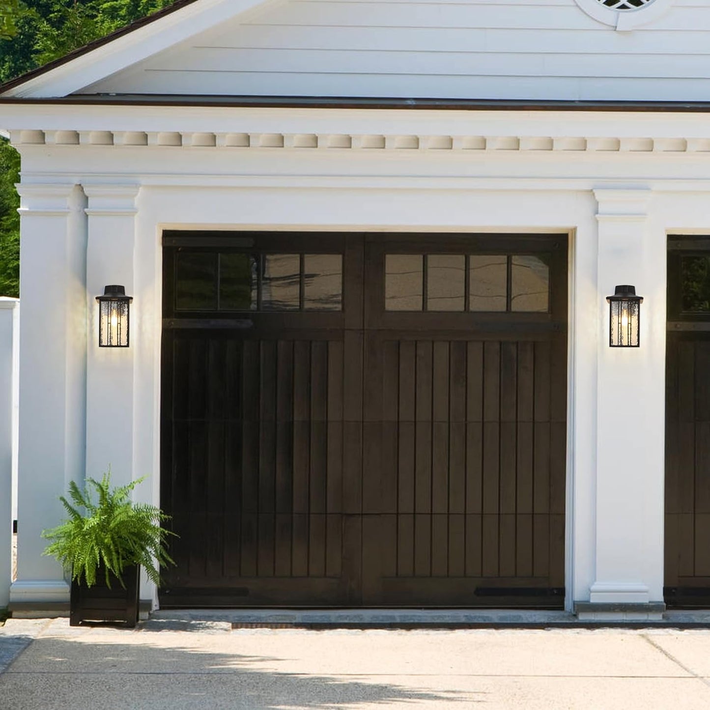 Outdoor Porch Light Fixtures, Black Wall Sconce Exterior Light, Large Front Ddoor Sconce Lights, Water Glass Outdoor Wall Lantern for Porch Garage House, 15”H