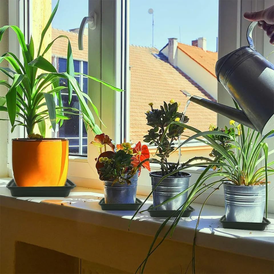 Square Plant Saucer 10 Inch 5 Pack, Plastic Plant Water Dray Tray Plants, Pot Saucers for Plants Square Planters for Indoors and Outdoors Plants, Garden Saucer for Plant Pots.