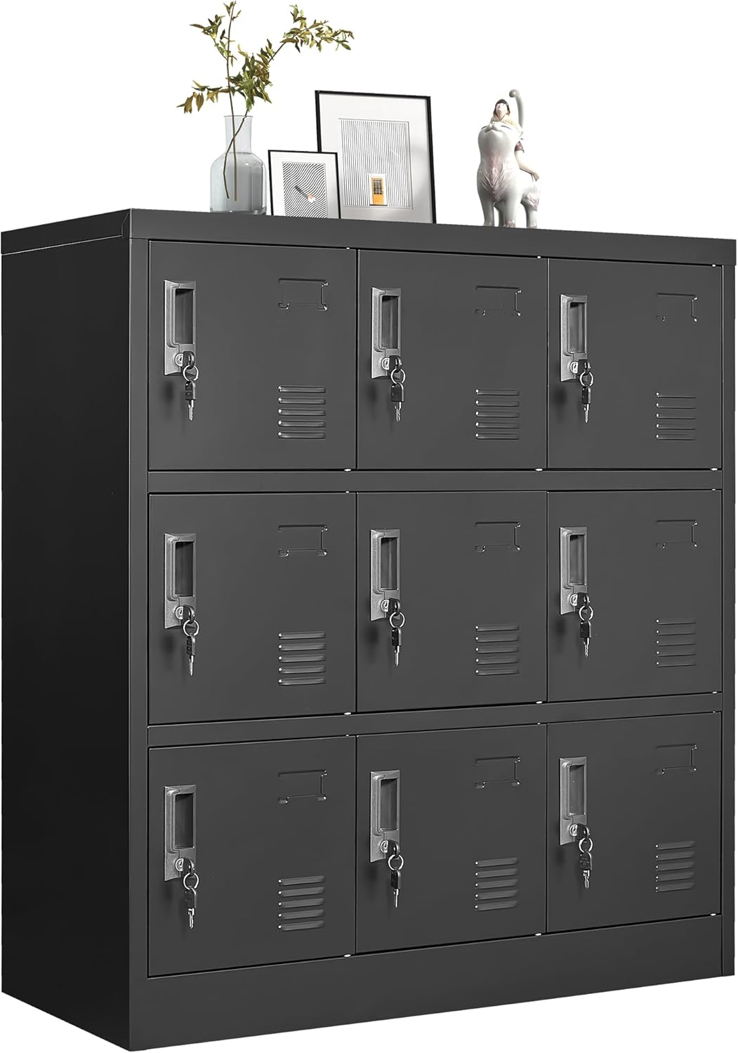 Metal Lockers for Employees, Storage Employee Locker, 72" Storage Lockers with Shelves Steel Cabinet for Home (Black, 9 Door)