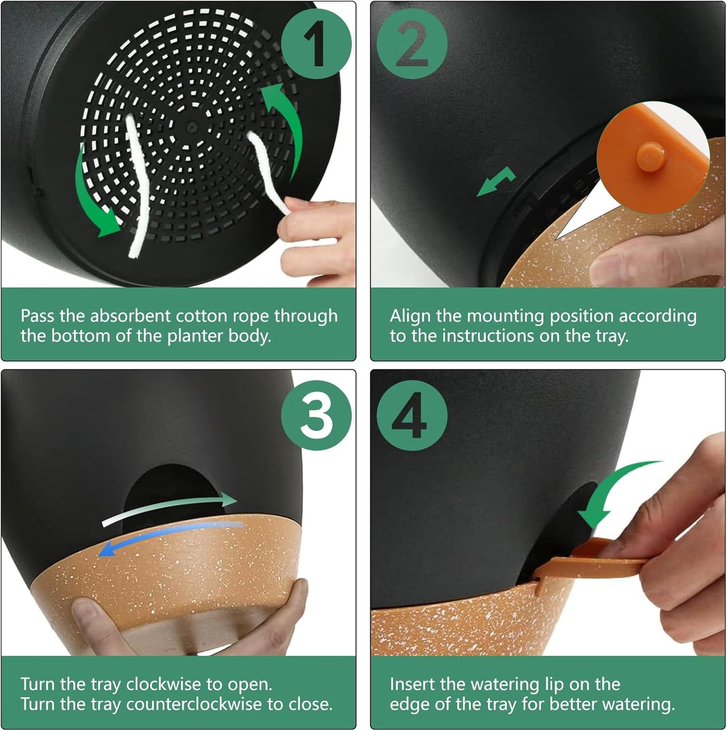 Indoor Pots For Plant Self Watering Plant Pots For Lazy People, 8/7.5/7/6.5/6/5.5/5 Inch,Black Plastic Self Watering Planter For All Houseplants,Succulent, African violets, Flowers And Cactus