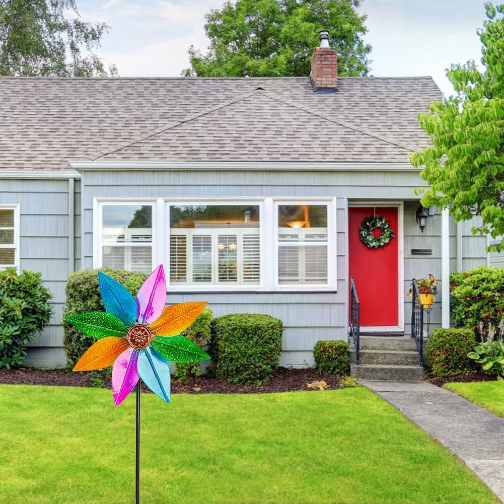 DREAMYSOUL Colorful Wind Spinner 38Inches, Metal Garden Pinwheels for Yard and Garden, Decorative Wind Spinners for Outdoor Patio Yard Lawn