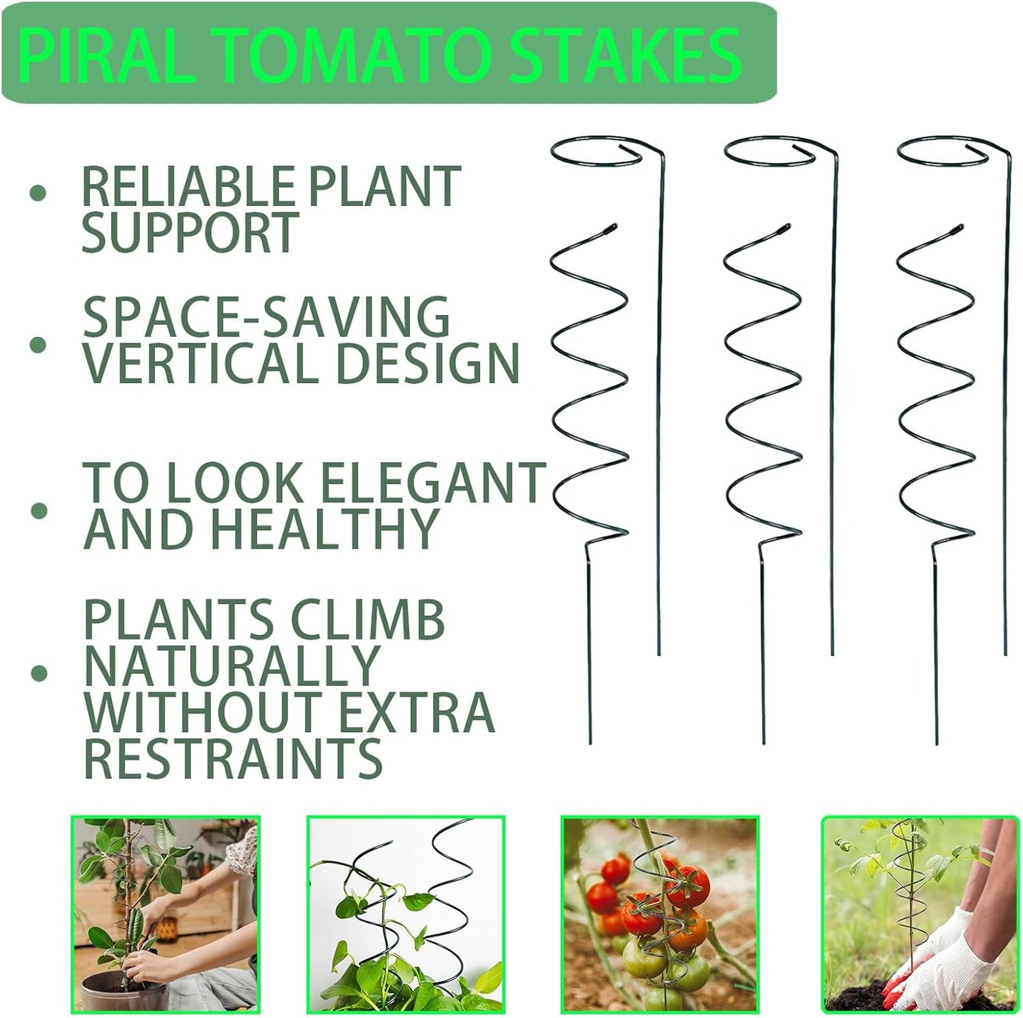15.75″ Spiral Tomato Plant Stake, Small Spiral Plant Support, Garden Twist Stick for Climbing Plants, Indoor/Outdoor Plant and Rose