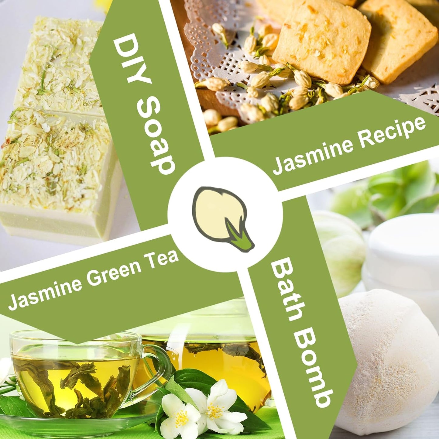 TEARELAE - Dried Jasmine Flowers Bud - Edible Flowers For Drinks - 100% Pure Natural Dried Herbs Loose Leaf Herbal Tea - For Soap Making, Bath Bombing, Candle Making and Tisanes - 2oz/57g