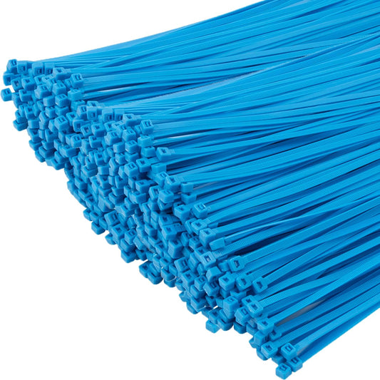 XINGO 1000 PCS Blue Zip Ties 8 Inch, 60 LBS Tensile Strength, Self-Locking Nylon Plastic Nylon PA66 Wire Ties for Indoor and Outdoor Use