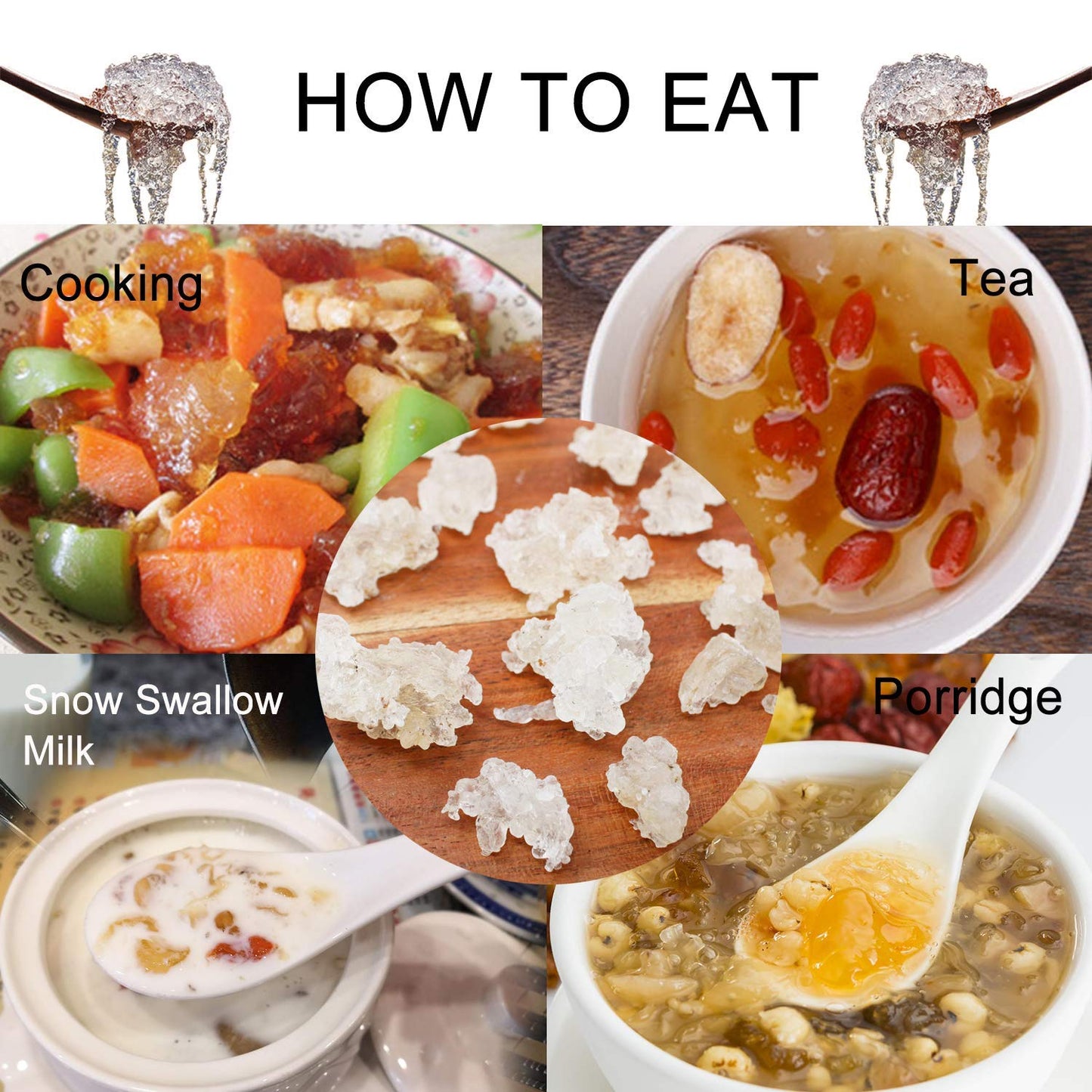 DABC OAK LAND Natural Wild Tragacanth Gum Snow Swallow (Xueyan) 補水保濕 天然野生雪燕 8OZ, Packed in USA