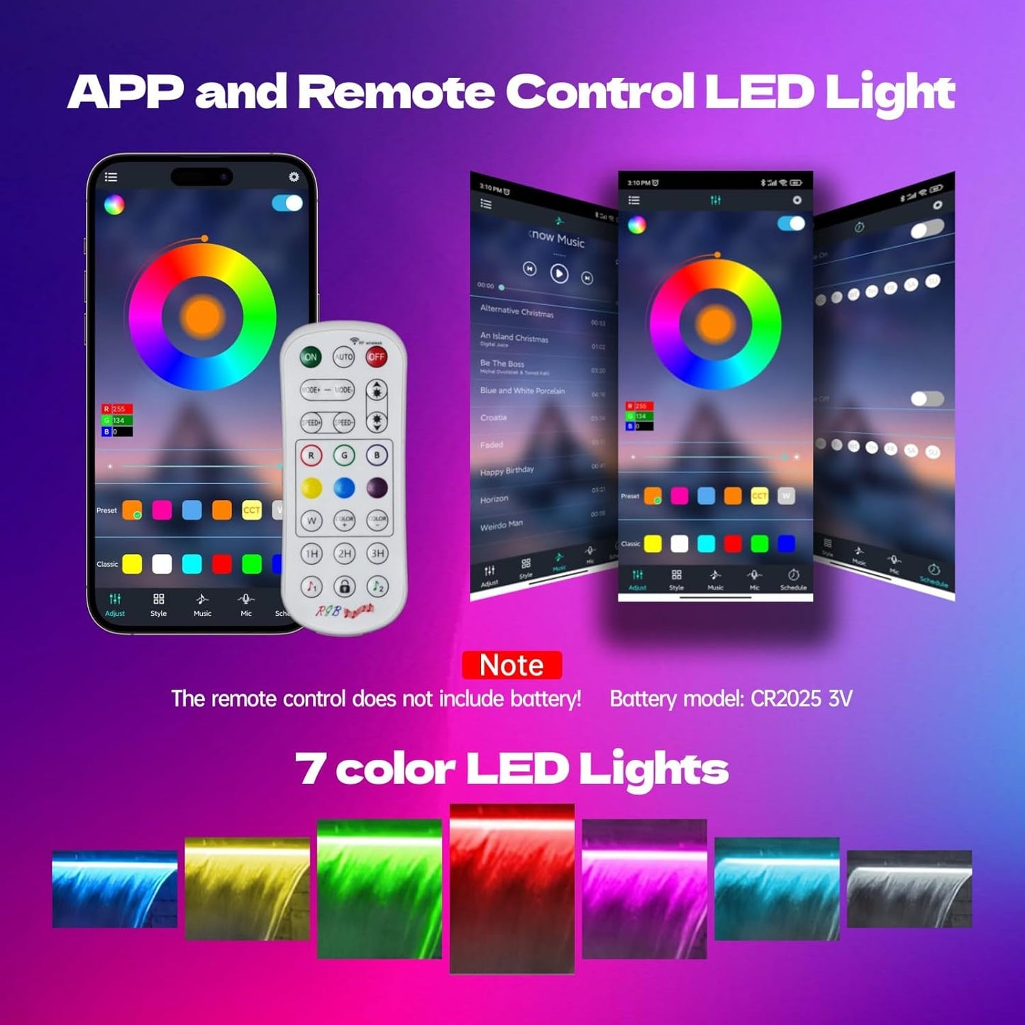 Pool Waterfall Spillway Stainless Steel Pond Fountain, APP Control Colorful LED Lighted Outdoor Black Fountains, Water Flow Spillways Kit for Koi Pond, Swimming Pool, Garden-23.6"x7.8"x3.9"