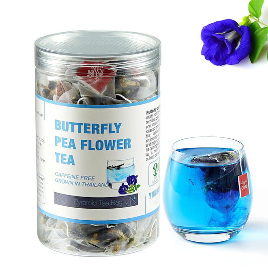 50 Dried Blue Butterfly Pea Flower Tea Bags | Thai Herbal Tea | Blue Purple Pea Tea | Caffeine-Free, Gluten-Free, Non-GMO | Ideal for Cooking, Iced Tea, Coolers, Cocktails and Mocktails