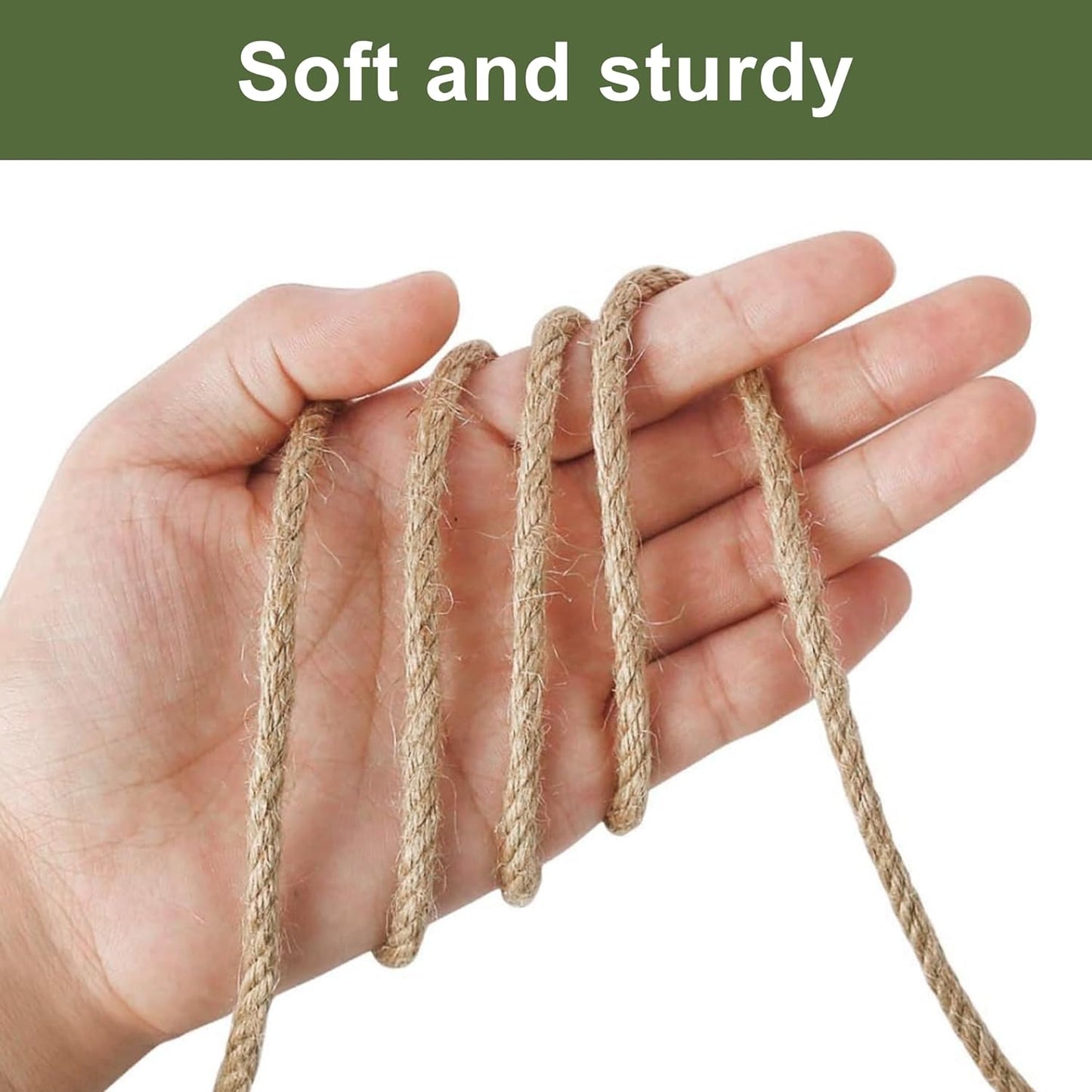 Natural Jute Twine 328ft 4mm,3Ply Twisted Thick Twine Rope Strong Jute String Roll for Crafts Gift Wrapping Gardening Home Decor Bundling Cat Scratching Post