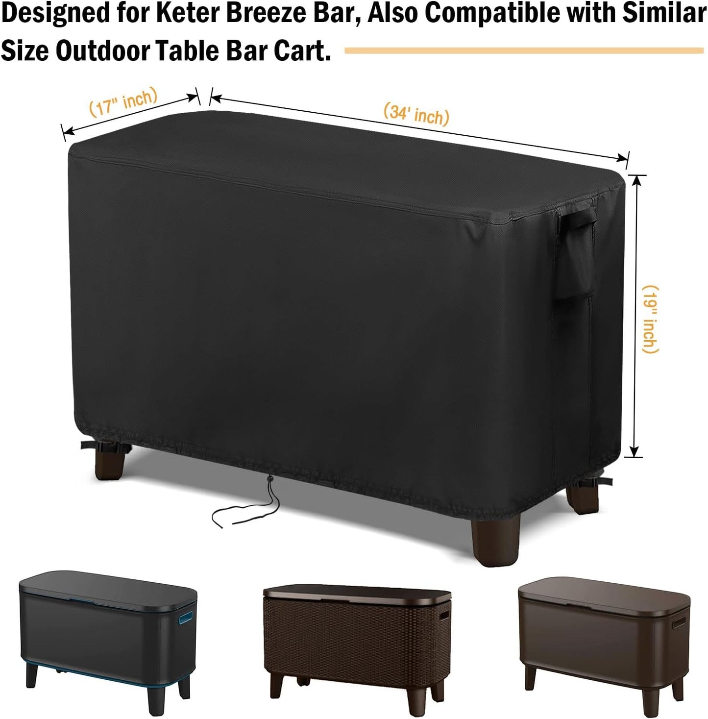 Cooler Cover, Outdoor Tool Chest Cool Cart Cover for Keter 63 Quart Cooler Bevy Bar and Serving Station Table Patio Storage Covers Waterproof