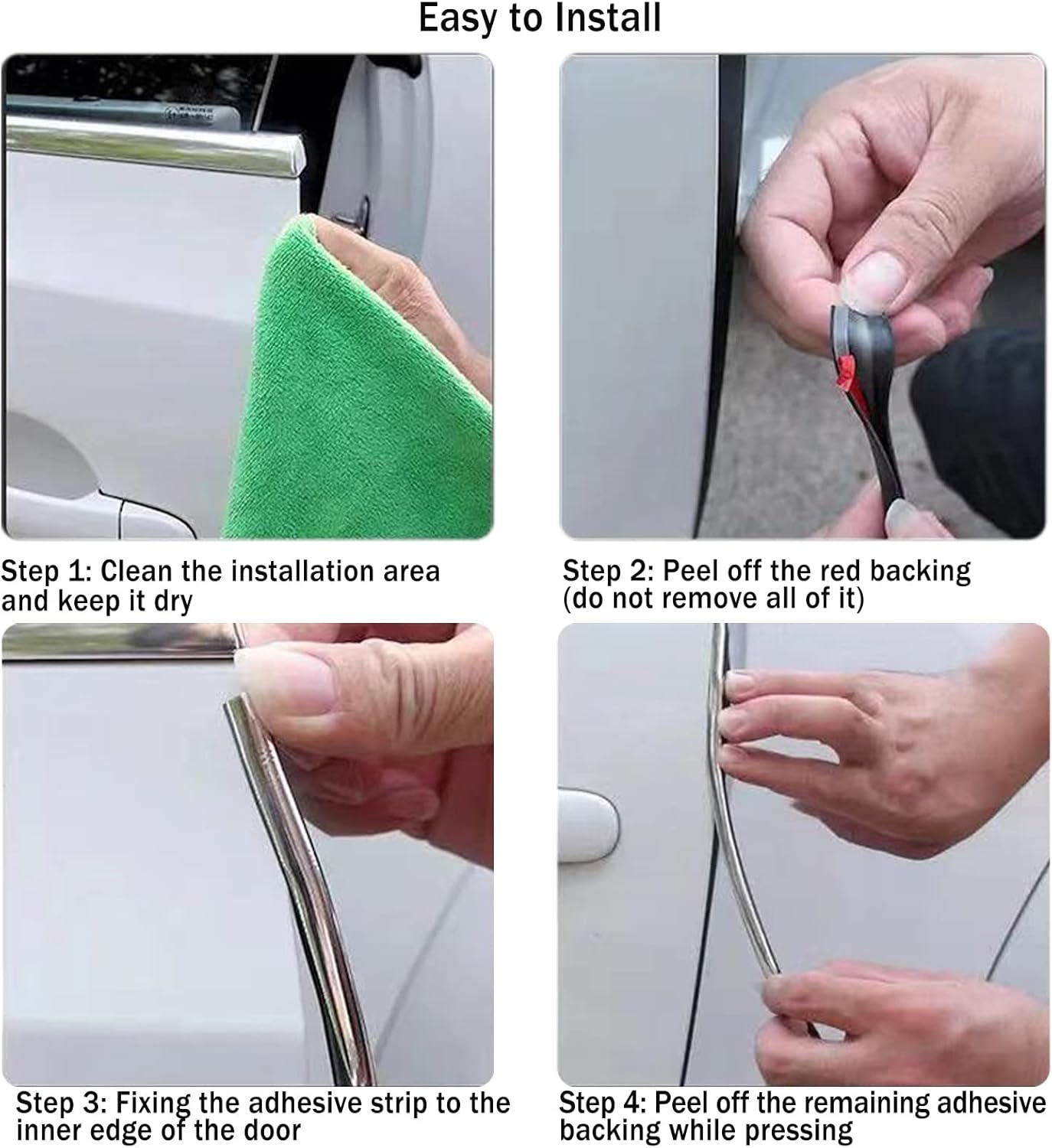 Edge Trim Self Adhesive Rubber U Channel Edge Trim Metal Edge Protection Guard for Most Car Doors, Hatches, Lockers, Panels (10Ft, White)