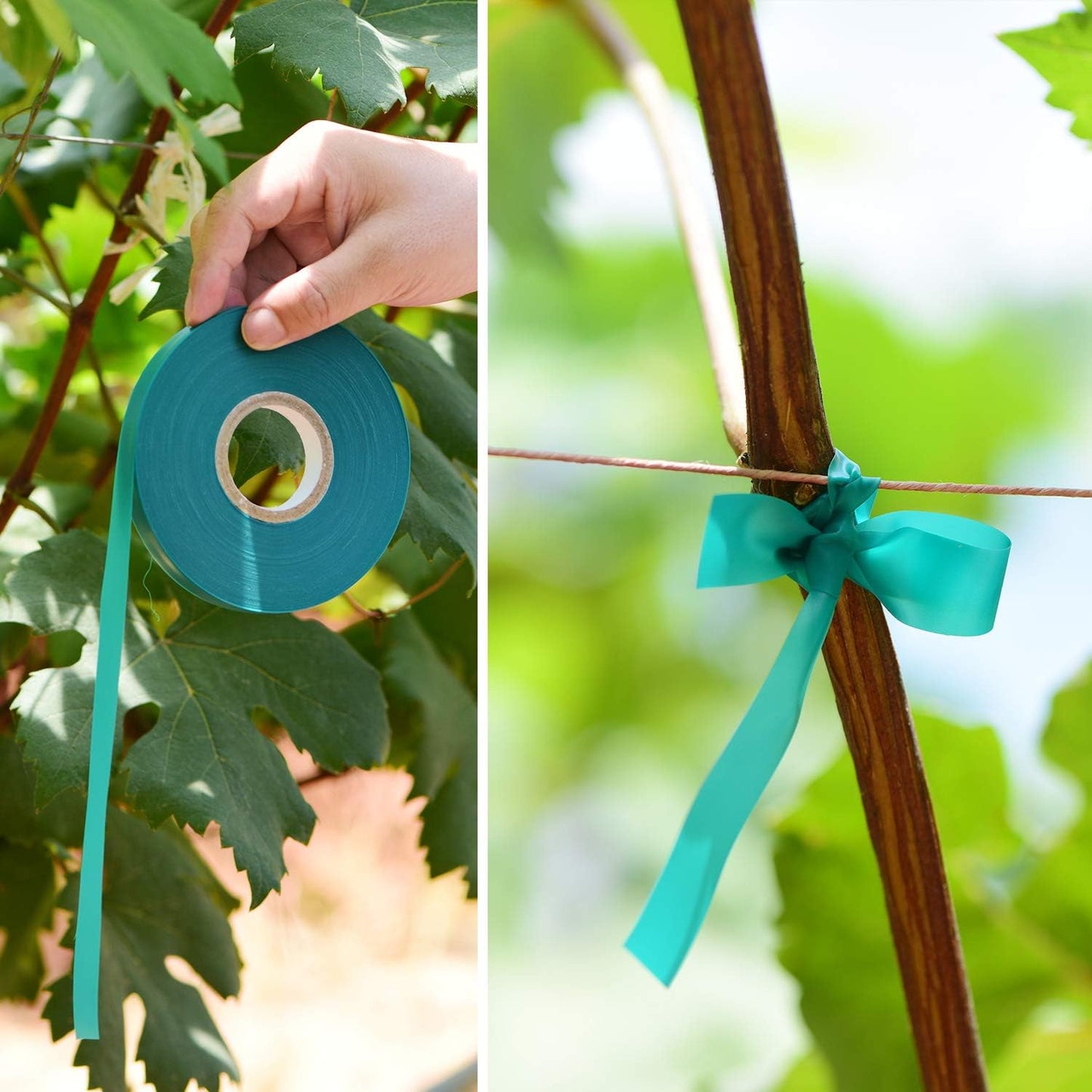 10 Pcs 150 Feet x 1/2" Wide Stretch Tie Tape Green Plant Garden Tie, Garden Vinyl Stake for Branches, Climbing Planters, Flowers